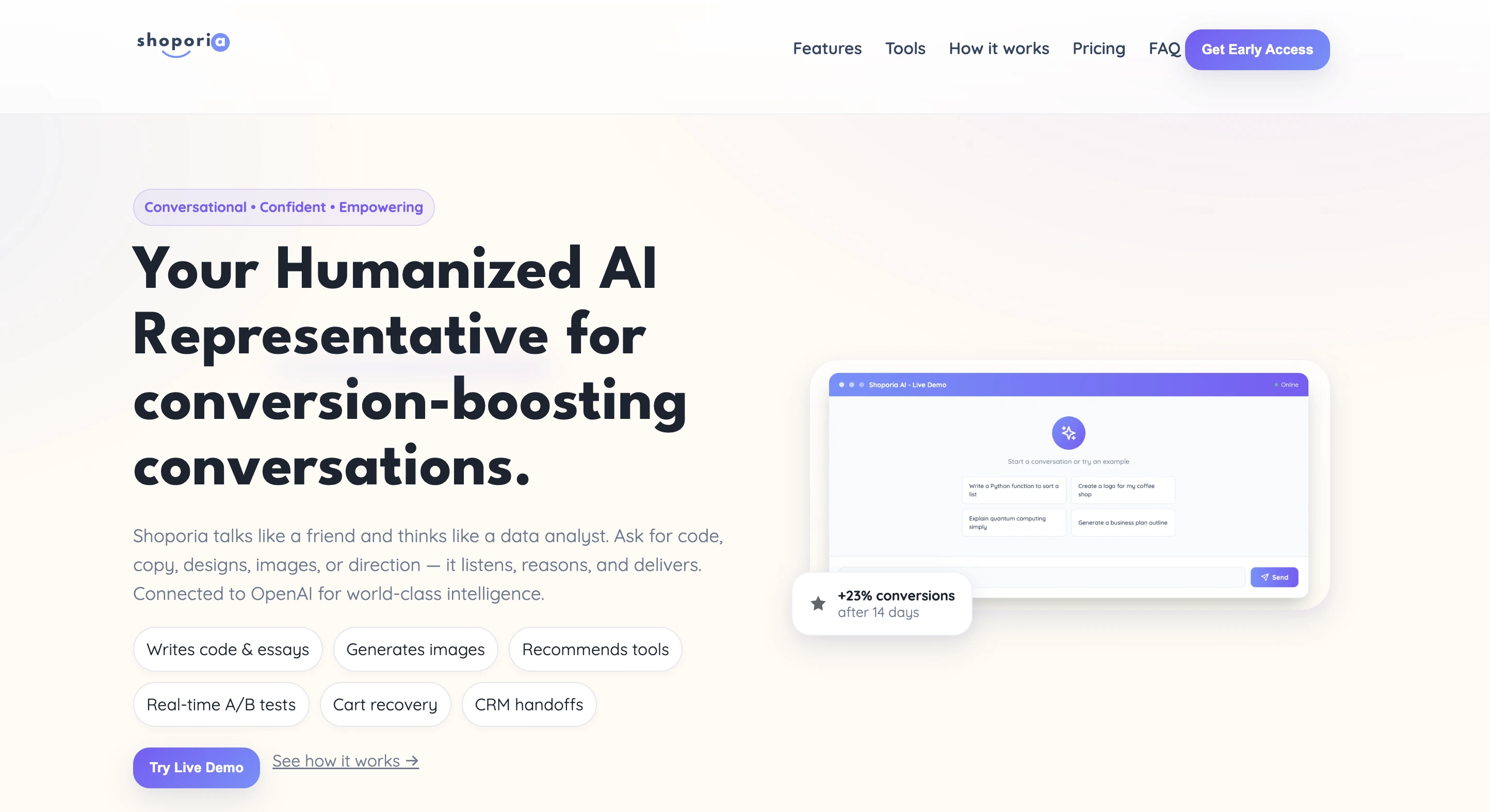 Shoporia AI e‑commerce
